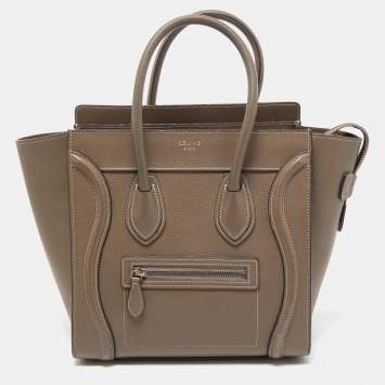 Pre Owned Celine Grey Leather Micro Luggage Tote