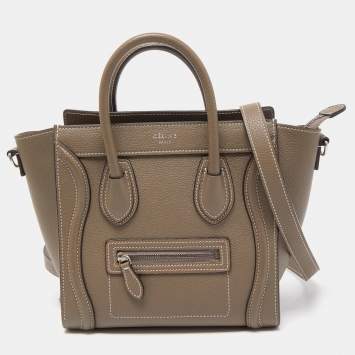 Pre Owned Celine Grey Leather Nano Luggage Tote