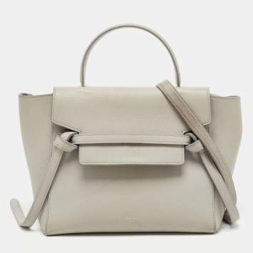 Pre Owned Celine Grey Leather Micro Belt Top Handle Bag