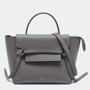 Pre Owned Celine Grey Leather Mini Belt Top Handle Bag