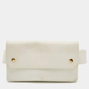 Pre Owned Celine White Leather Flap Bum Waist Bag