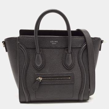 Pre Owned Celine Black Leather Nano Luggage Tote