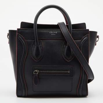 Pre Owned Celine Black Leather Nano Luggage Tote
