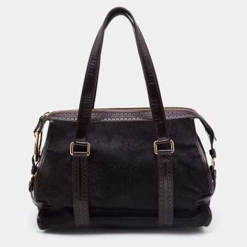 Pre Owned Celine Brown Calfhair and Leather Vintage Satchel