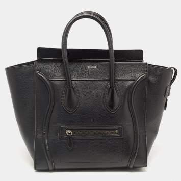 Pre Owned Celine Black Leather Medium Phantom Luggage Tote