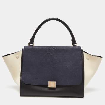 Pre Owned Celine Tri Color Leather Medium Trapeze Bag