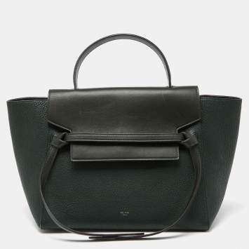 Pre Owned Celine Green Leather Mini Belt Top Handle Bag