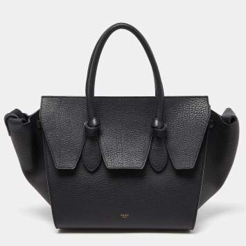 Pre Owned Celine Black Leather Mini Tie Tote
