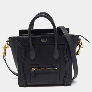 Pre Owned Celine Black Leather Nano Luggage Tote