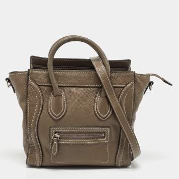 Pre Owned Celine Beige Leather Nano Luggage Tote