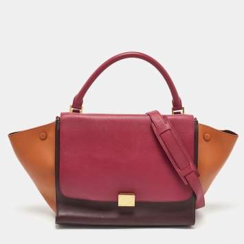 Pre Owned Celine Tri Color Leather Medium Trapeze Bag