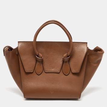 Pre Owned Celine Brown Leather Mini Tie Tote