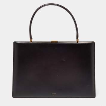Pre Owned Celine Burgundy Leather Frame Top Handle Bag