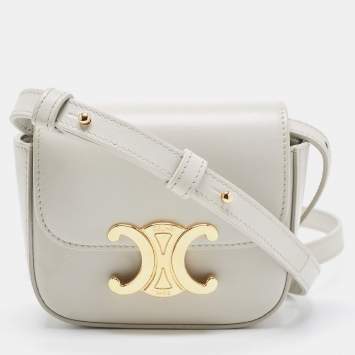 Pre Owned Celine Off-White Leather Mini Claude Shoulder Bag