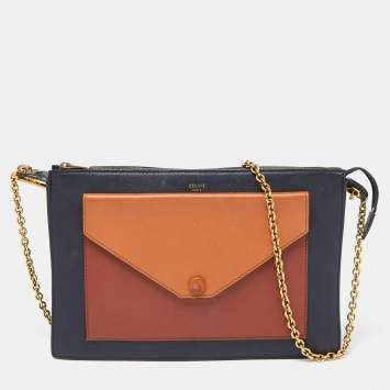 Pre Owned Celine Multicolor Leather Pocket Envelope Shoulder Bag