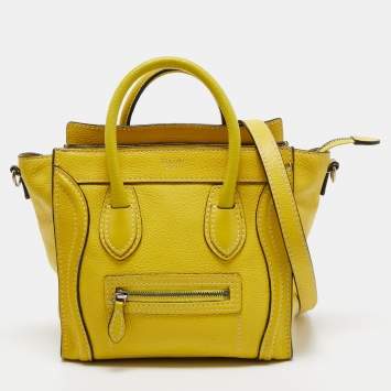 Pre Owned Céline Yellow Leather Nano Luggage Tote