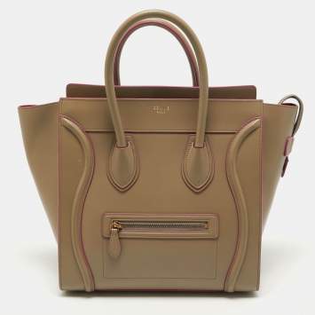 Pre Owned Celine Beige Leather Mini Luggage Tote