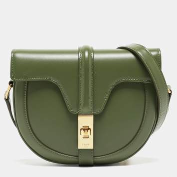 Pre Owned Celine Green Leather Small Besace 16 Shoulder Bag