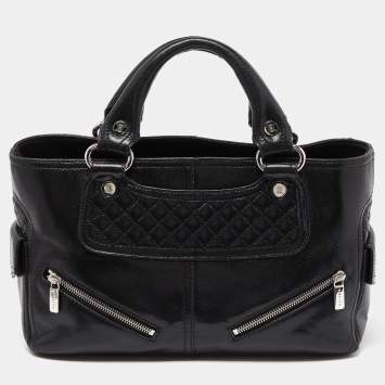 Pre Owned Celine Black Quilted Glossy Leather Boogie Tote