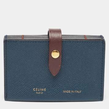 مملوكة مسبقًا Celine Blue/Burgundy Leather Accordion Card Holder 