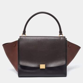 Pre Owned Celine Tricolor Leather Large Trapeze Top Handle Bag