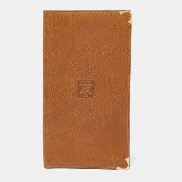 Pre Owned Celine Brown Leather Cheque Book Holder
