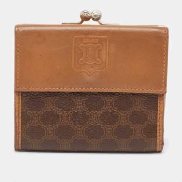 Pre Owned Celine Macadam Coated Canvas and Leather Triomphe Kisslock Wallet