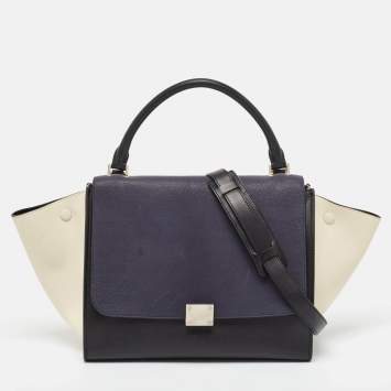 Pre Owned Celine Tricolor Leather Medium Trapeze Bag