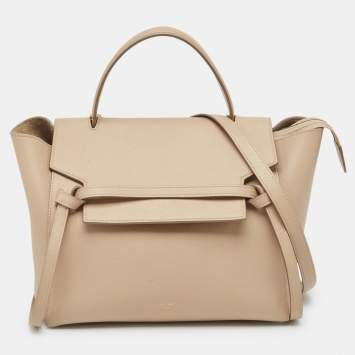 Pre Owned Celine Beige Leather Mini Belt Top Handle Bag