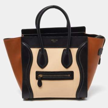 Pre Owned Celine Tri Color Leather Micro Luggage Tote