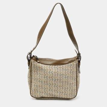 Pre Owned Celine Tri Color Macadam Canvas and Leather Vintage Shoulder Bag