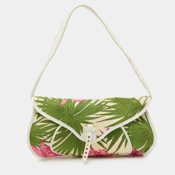 Pre Owned Celine Multicolor Tropical Print Canvas and Leather Shoulder Bag