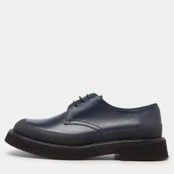 Pre Owned Celine Navy Blue Leather Platform Derby Sneakers Size 39