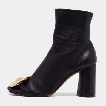 Pre Owned Celine Black Leather Ankle Boots Size 39