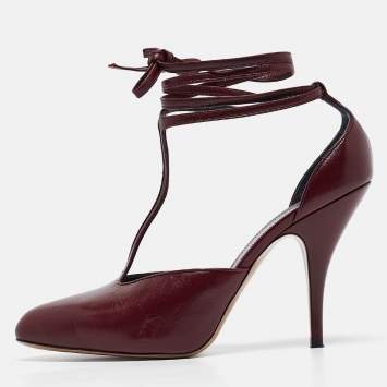 Pre Owned Celine Burgundy Leather Night Out Pumps Size 38.5