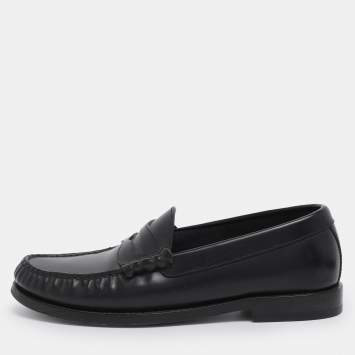 Pre Owned Celine Black Leather Penny Loafers Size 35