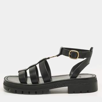 靴 Celine sandal brown and black size 38.5 CELINE - CLEA TRIOMPHE GLADIATOR SANDAL in CALFSKIN