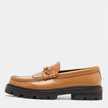 مملوكة مسبقًا حذاء لوفرز سيلين جلد بني ضخم مقاس 38