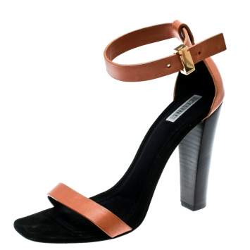 Pre Owned Celine Beige Leather Ankle Strap Sandals Size 38