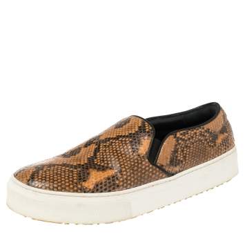 Pre Owned Celine Multicolor Python and Leather Slip On Sneakers Size 38