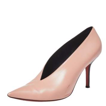 Pre Owned Celine Blush Pink Leather V Neck Pointed Toe Pumps Size 40