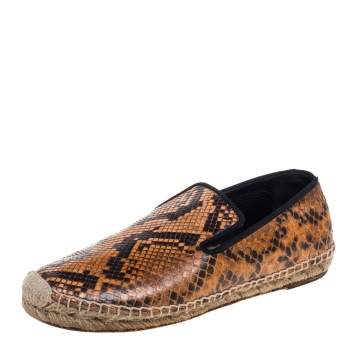 Pre Owned Celine Two Tone Python Leather Flat Espadrilles Size 37