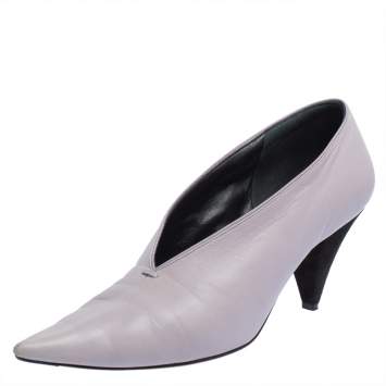 Pre Owned Celine Purple Leather V-Neck Pointed Toe Pumps Size 40