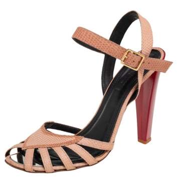 Pre Owned Celine Beige Leather Strappy Sandals Size 39