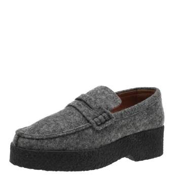 Pre Owned Celine Grey Wool Slip on Loafers Size 36