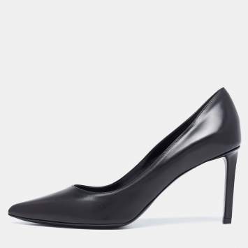 Pre Owned Celine Black Leather Pointed Toe Pumps Size 38