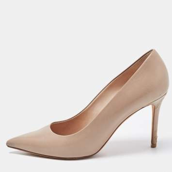 Pre Owned Celine Light Brown Leather Pointed Toe Pumps Size 37
