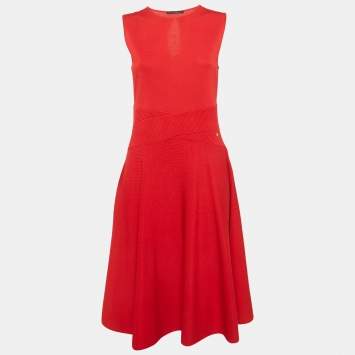 CH Carolina Herrera Red Knit Sleeveless Dress M