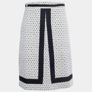 Pre Owned CH Carolina Herrera White Eyelet Cotton A-Line Skirt M