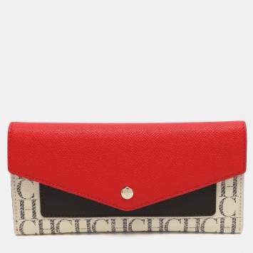 Pre Owned CH Carolina Herrera Multicolor Monogram Coated Canvas and Leather Trifold Wallet